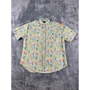 Charleston Threads Hawaiian Shirt Medium Surfboard Print Short Sleeve Excellent